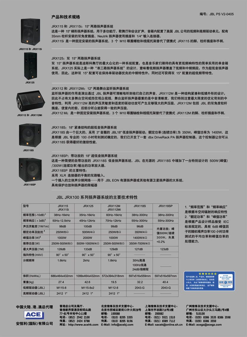 产品名称专业全频音箱美国JBLJRX115产品详情JRX115产品参数图