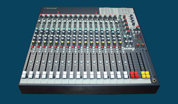 产品名称Soundcraft（声艺）FX16调音台、带效果调音台、机架式调音台产品详情FX16产品参数图