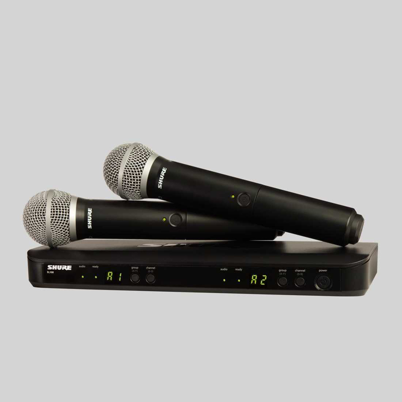 美国SHURE/舒尔 BLX288/PG58 一托二无线话筒 双手持无线话筒 舞台无线话筒 KTV无线话筒产品图片