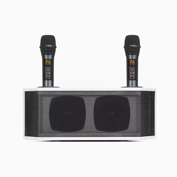 美音聲光 V08 無線話筒音響一體機（雙4寸全頻 25W+25W 便攜式設計 適合會議/教學/戶外擴聲）產品圖