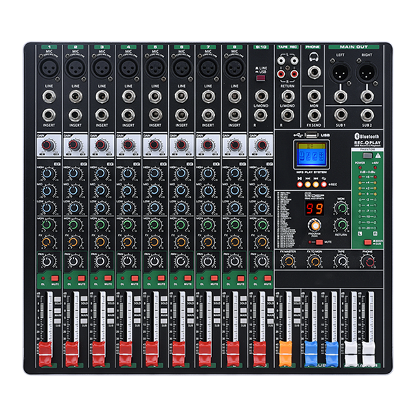 美音聲光 MM?MK8 8路模擬調(diào)音臺｜內(nèi)置藍(lán)牙與99種數(shù)字效果｜雙編組與錄音輸出產(chǎn)品圖片