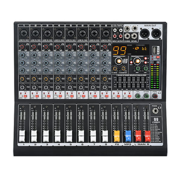 美音聲光 MM-BG8 模擬調音臺｜8路Mic/Line輸入｜三段EQ｜低噪聲前級產品圖片