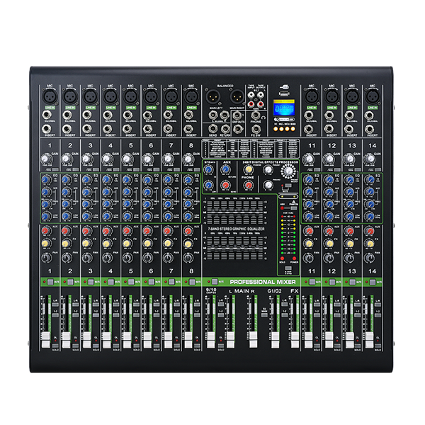 美音聲光 MV122FX 專業(yè)多功能模擬調(diào)音臺(tái)——12路輸入帶數(shù)字效果處理，適用于多場(chǎng)景擴(kuò)聲與錄音產(chǎn)品圖片