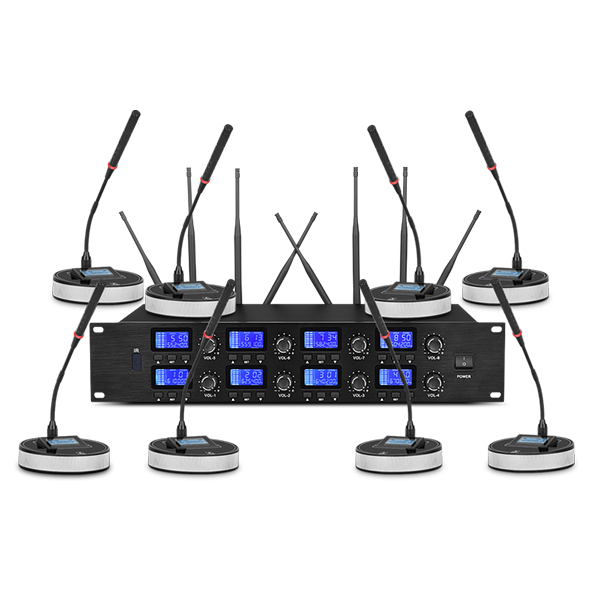 美音聲光 SH8800系列 一拖八 銅錢座鵝桿會(huì)議無(wú)線話筒產(chǎn)品圖