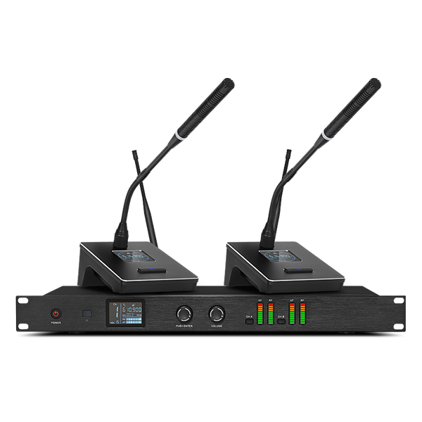 美音聲光 M68系列無(wú)線鵝頸會(huì)議話筒 U段心型指向 一拖二工程會(huì)議專用產(chǎn)品圖