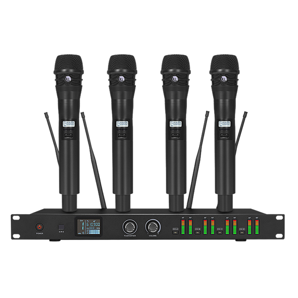 美音声光 M86系列 一拖四高贵黑手持无线话筒系统 UHF舞台会议麦克风套装产品图片
