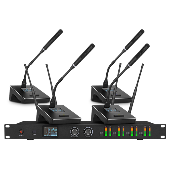 美音聲光 M86系列 一拖四鵝桿會(huì)議無(wú)線話筒系統(tǒng) UHF會(huì)議發(fā)言麥克風(fēng)套裝產(chǎn)品圖