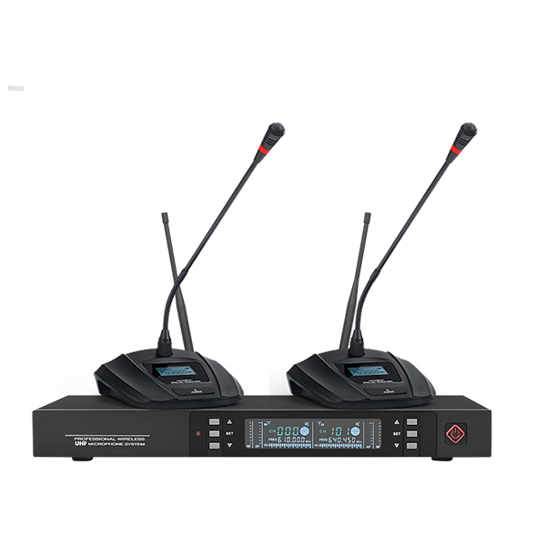 美音聲光 K38 系列 U段無(wú)線會(huì)議鵝頸話筒（心形電容，一拖二工程配置）產(chǎn)品圖