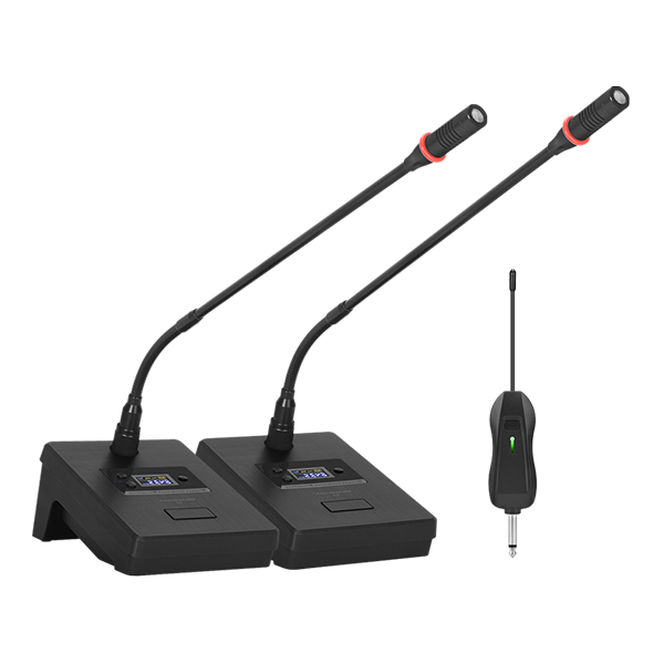 S6-2 無(wú)線會(huì)議鵝頸話筒（一拖二）｜U段UHF｜雙席位拾音｜50m穩(wěn)定傳輸｜8小時(shí)續(xù)航產(chǎn)品圖