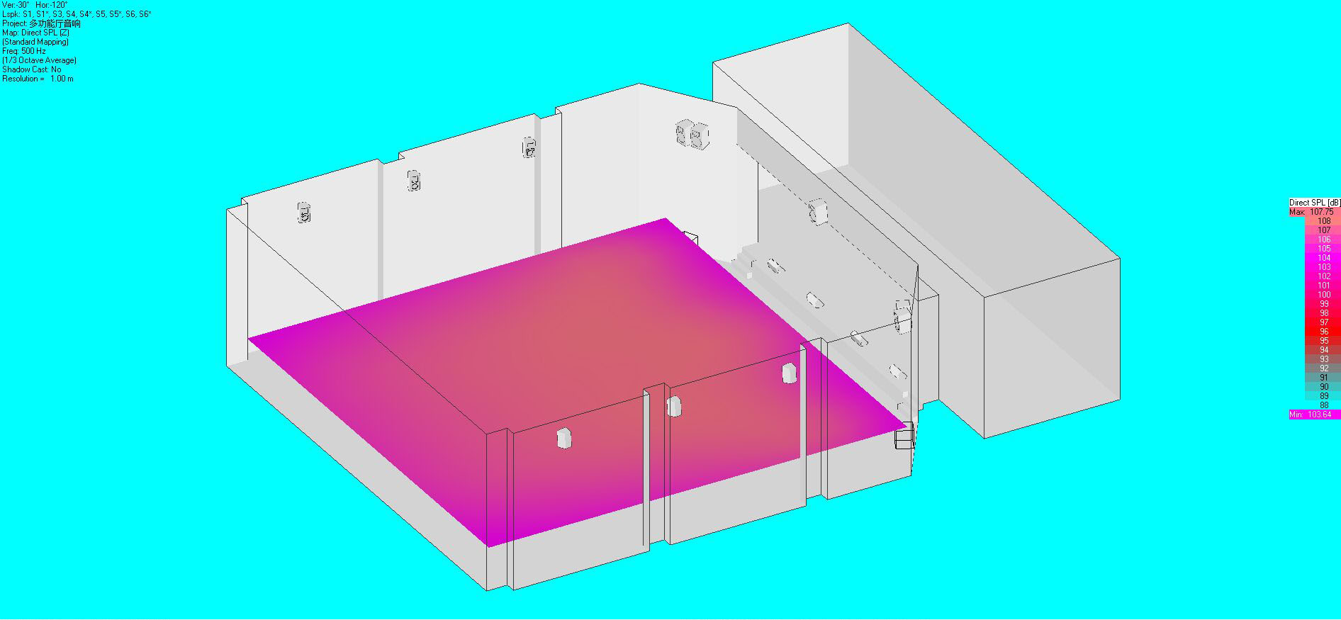 音響布局及聲場(chǎng)模擬圖14