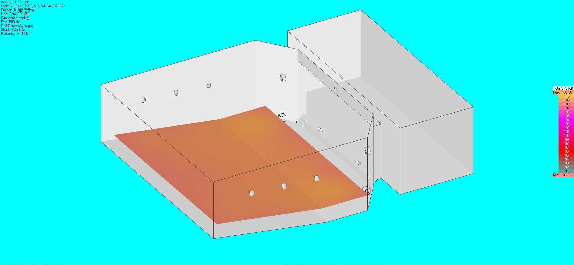 音響布局及聲場(chǎng)模擬圖13