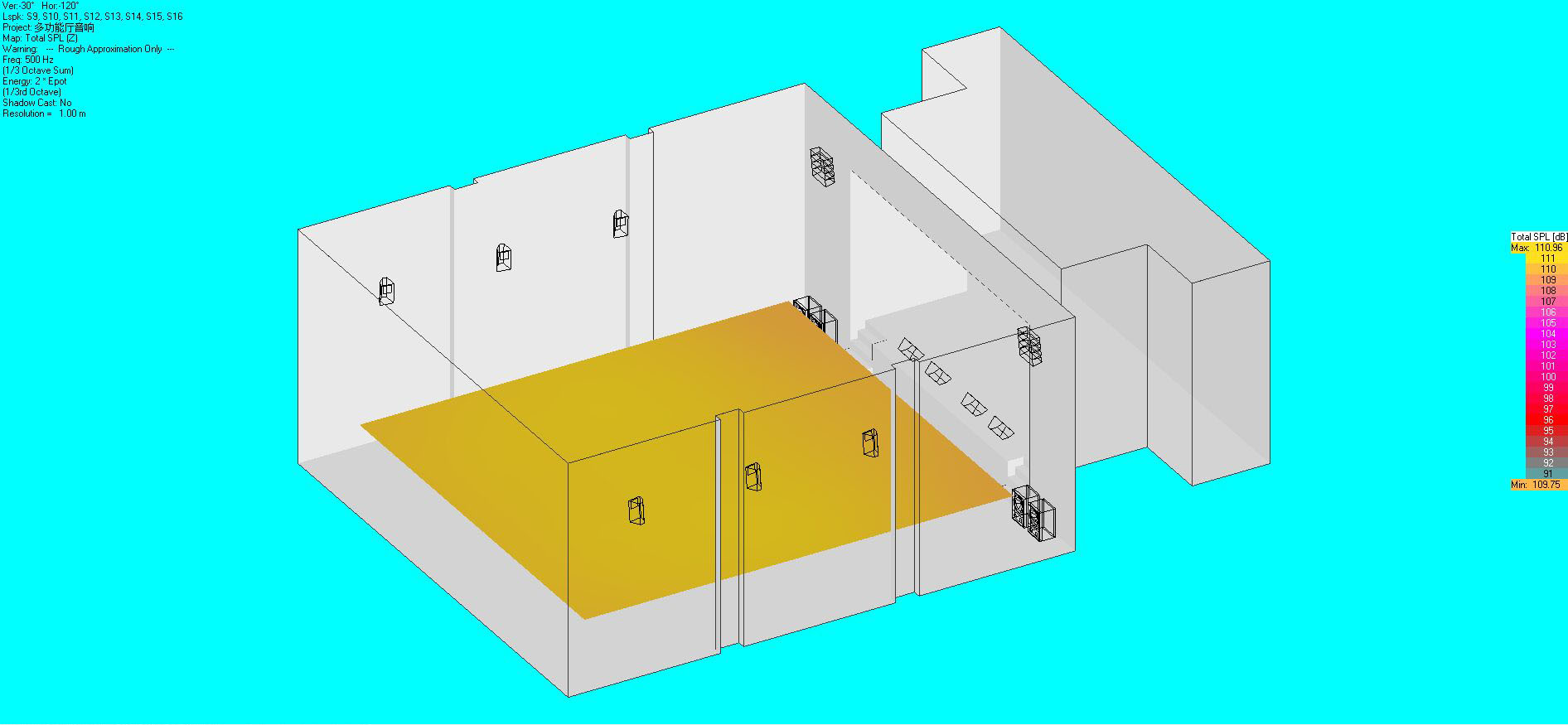 音響布局及聲場(chǎng)模擬圖13