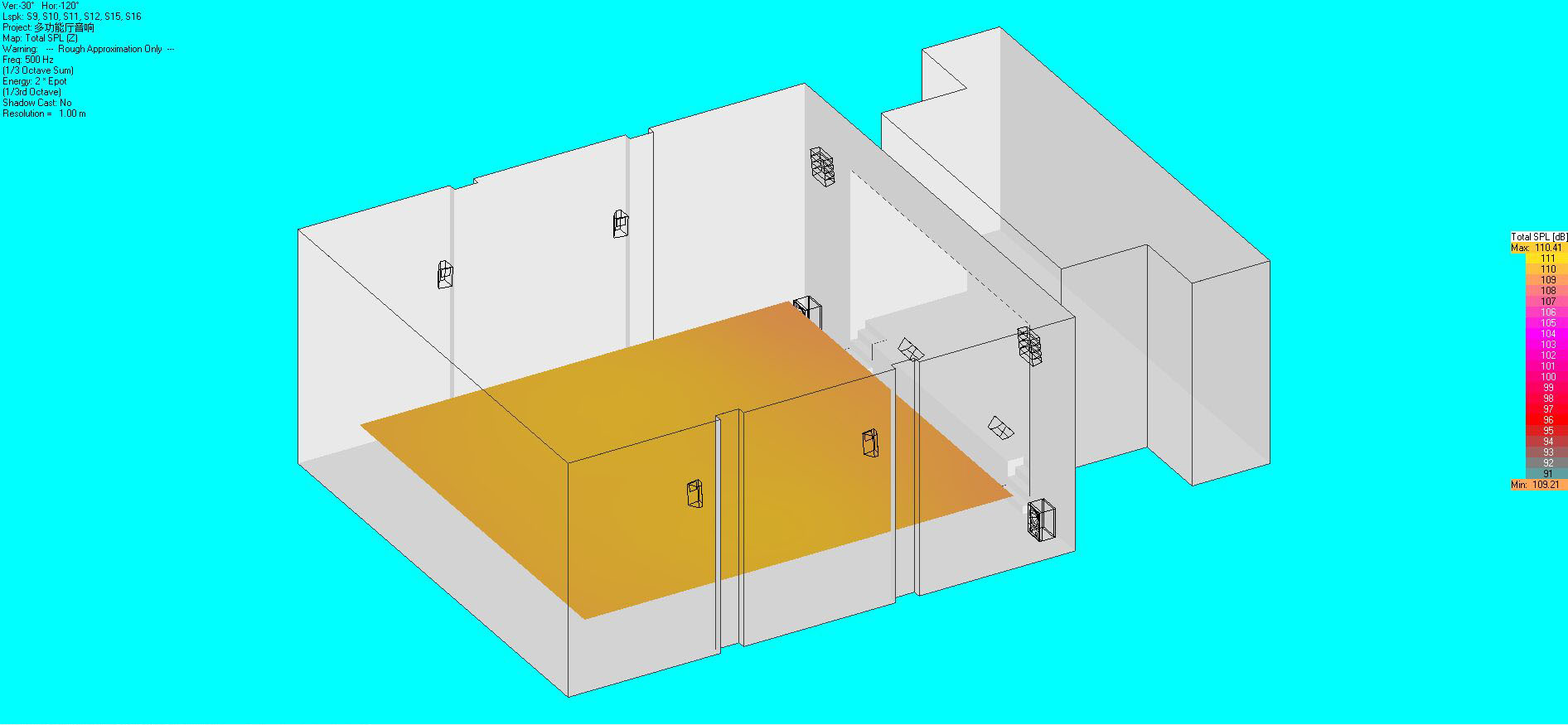 音響布局及聲場(chǎng)模擬圖13