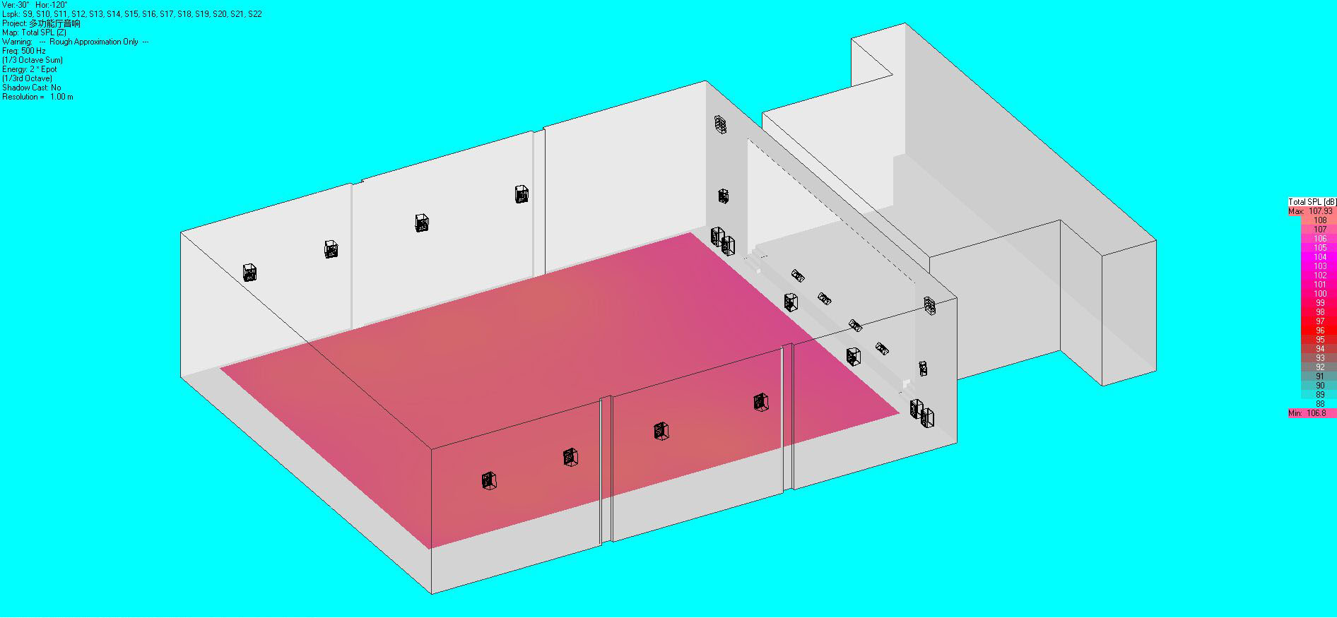音響布局及聲場模擬圖13