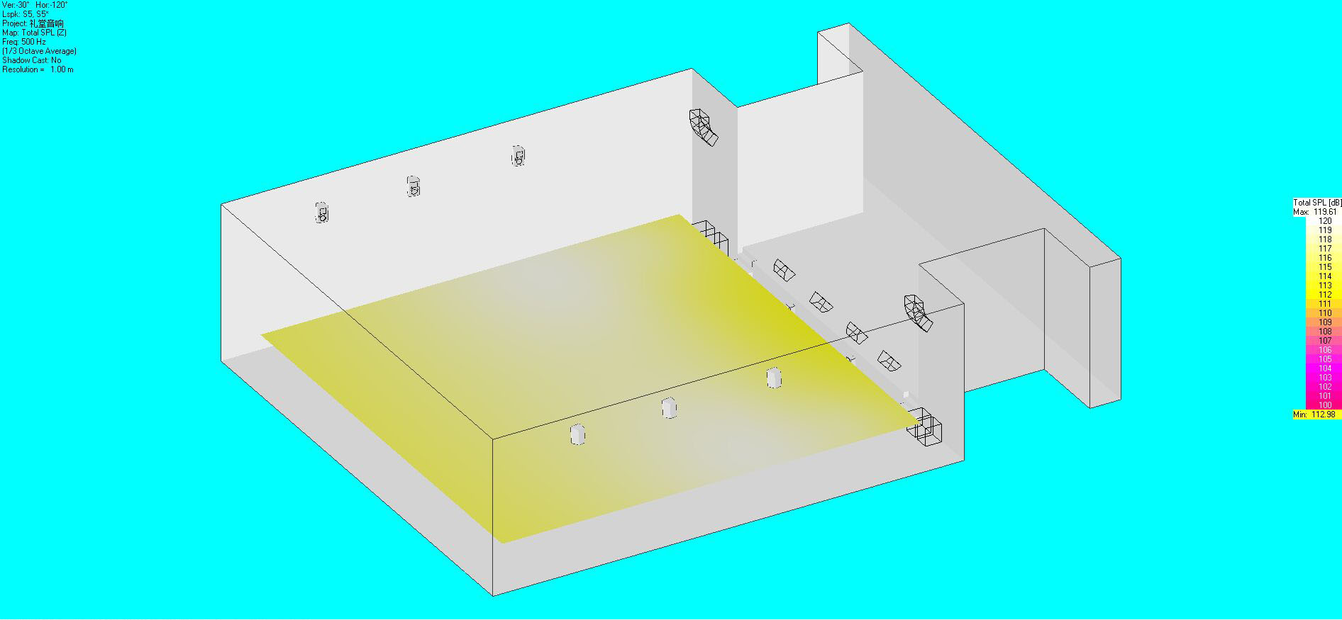 音響布局及聲場(chǎng)模擬圖13
