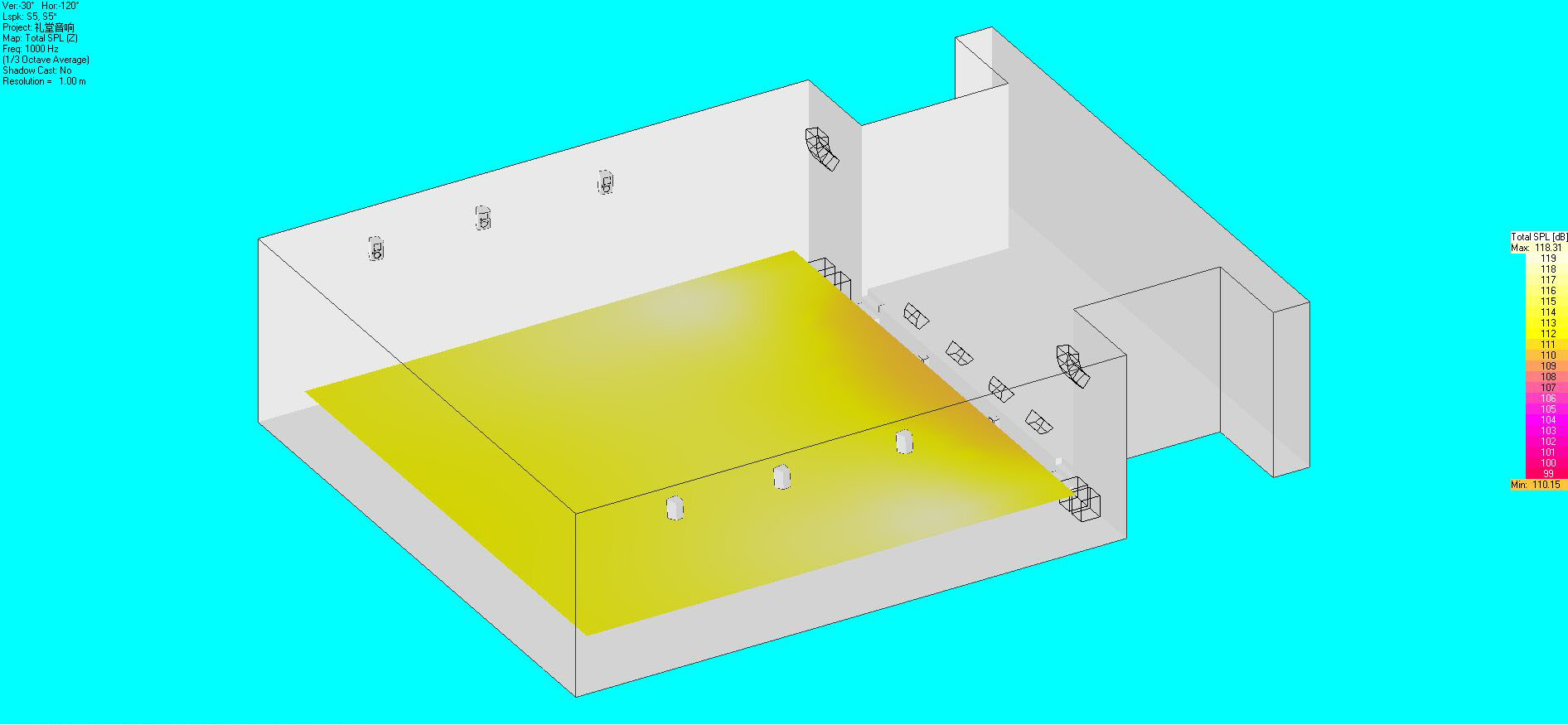 音響布局及聲場(chǎng)模擬圖16