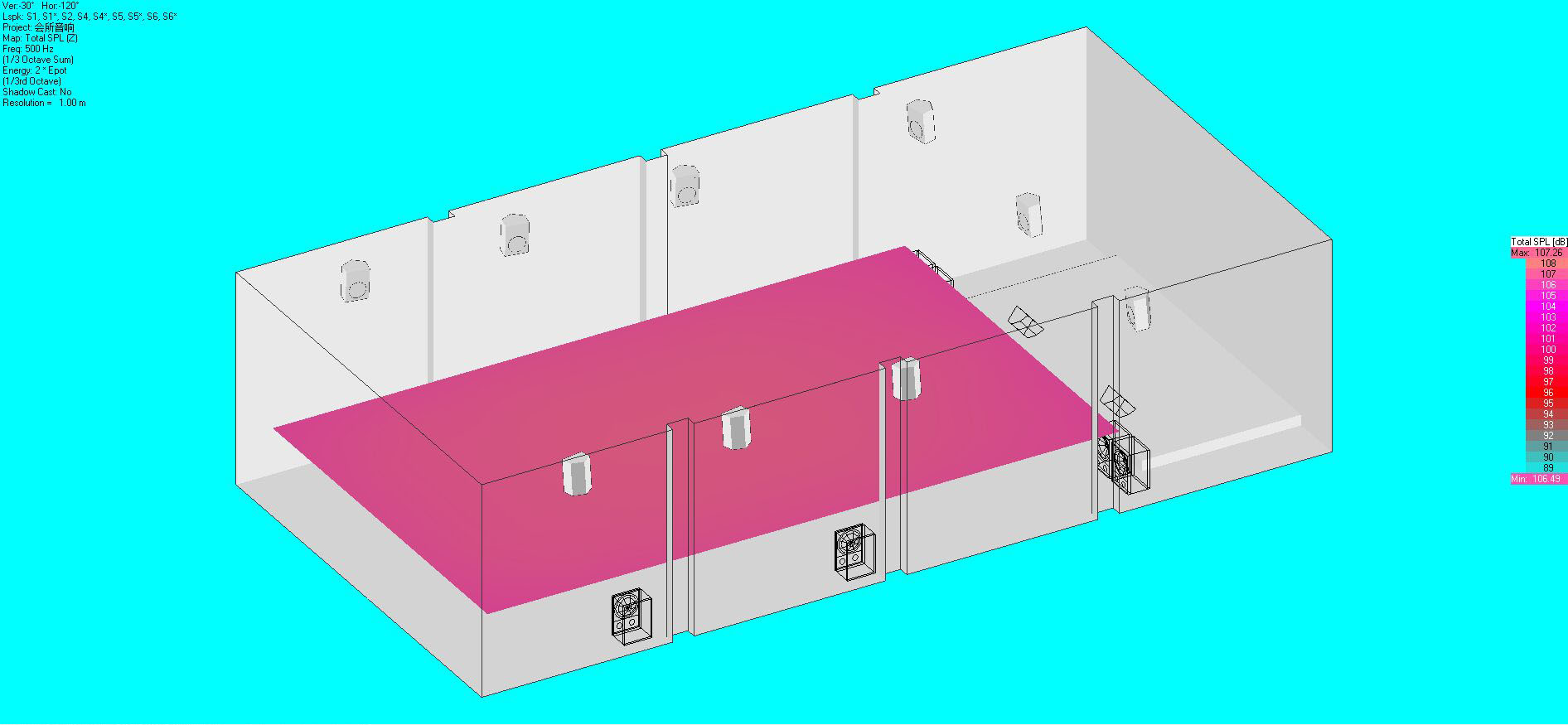 音響布局及聲場(chǎng)模擬圖13
