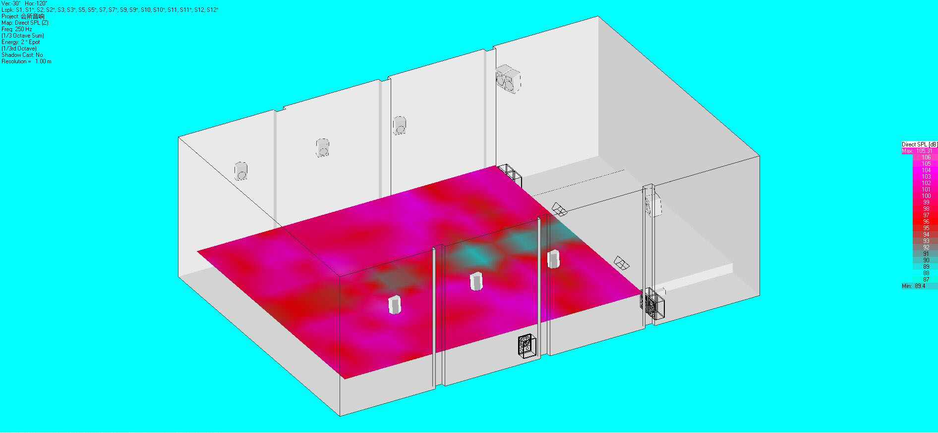 音響布局及聲場(chǎng)模擬圖11