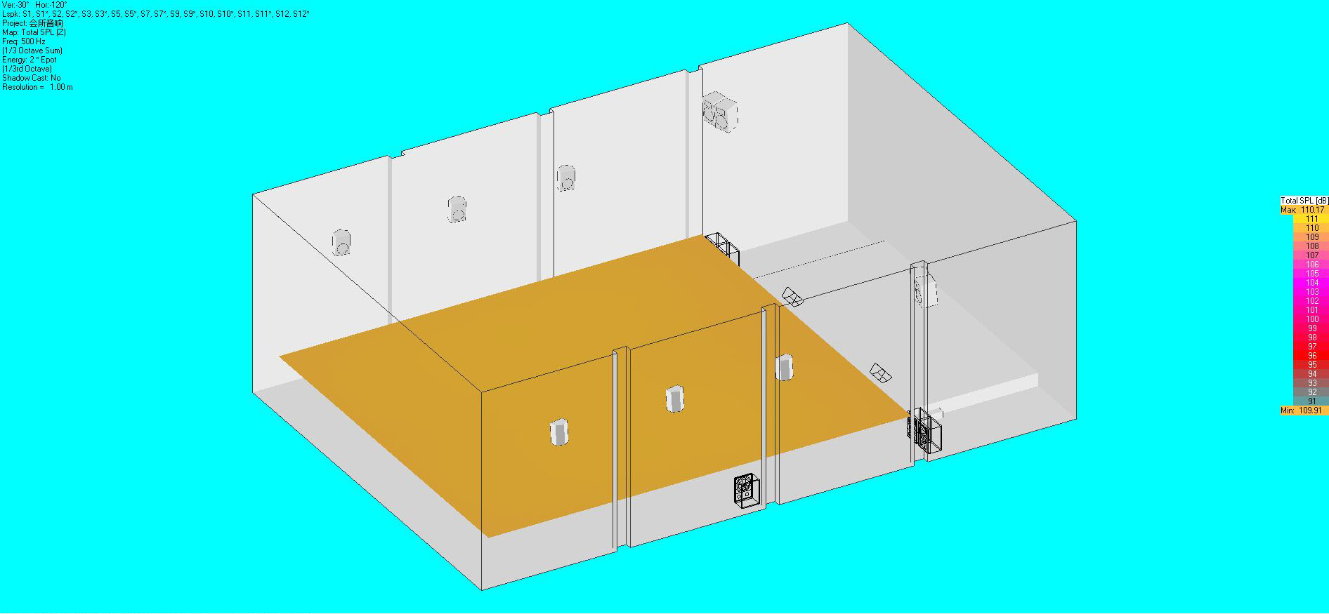 音響布局及聲場(chǎng)模擬圖13
