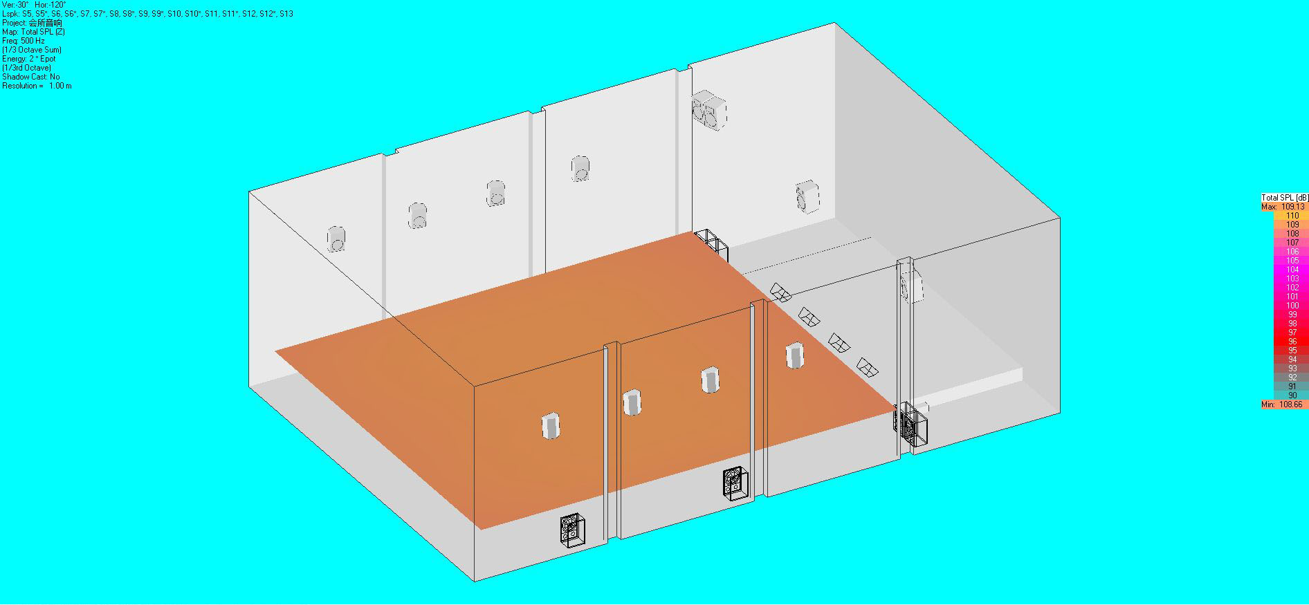 音響布局及聲場模擬圖13