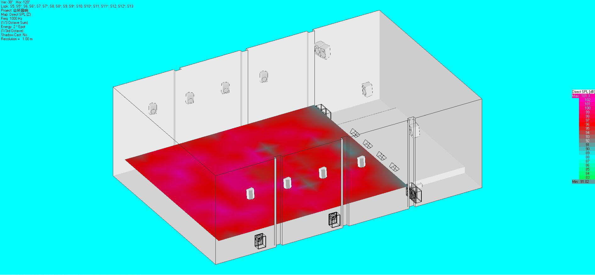 音響布局及聲場模擬圖17