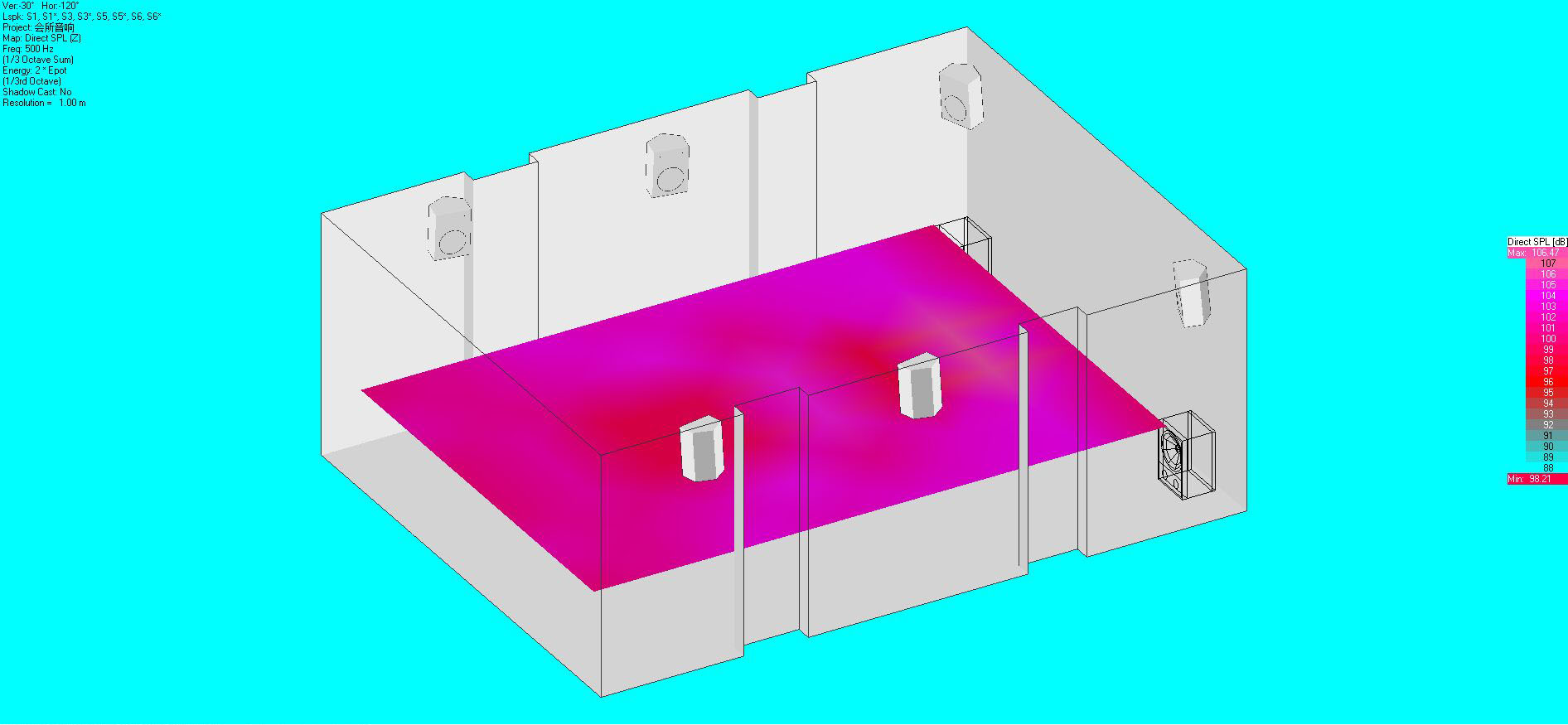 音響布局及聲場(chǎng)模擬圖14
