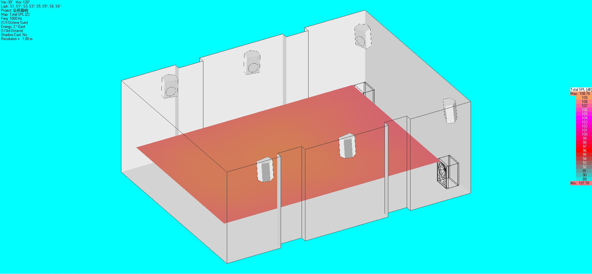 音響布局及聲場(chǎng)模擬圖16