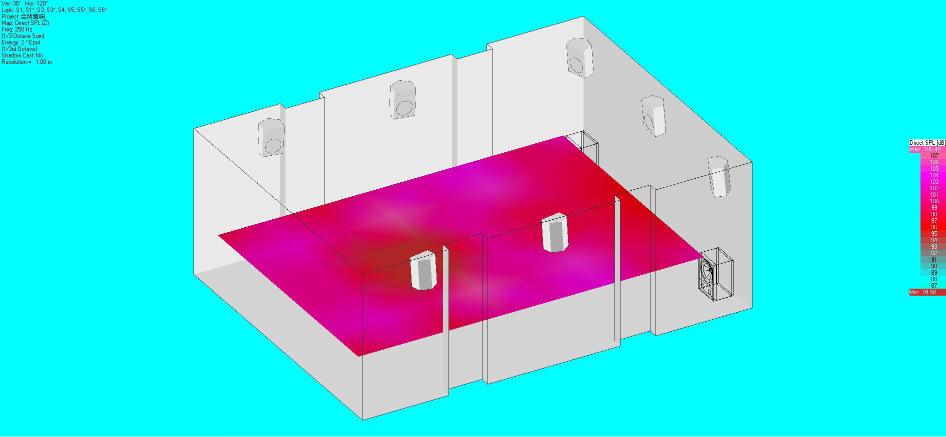 音響布局及聲場(chǎng)模擬圖11
