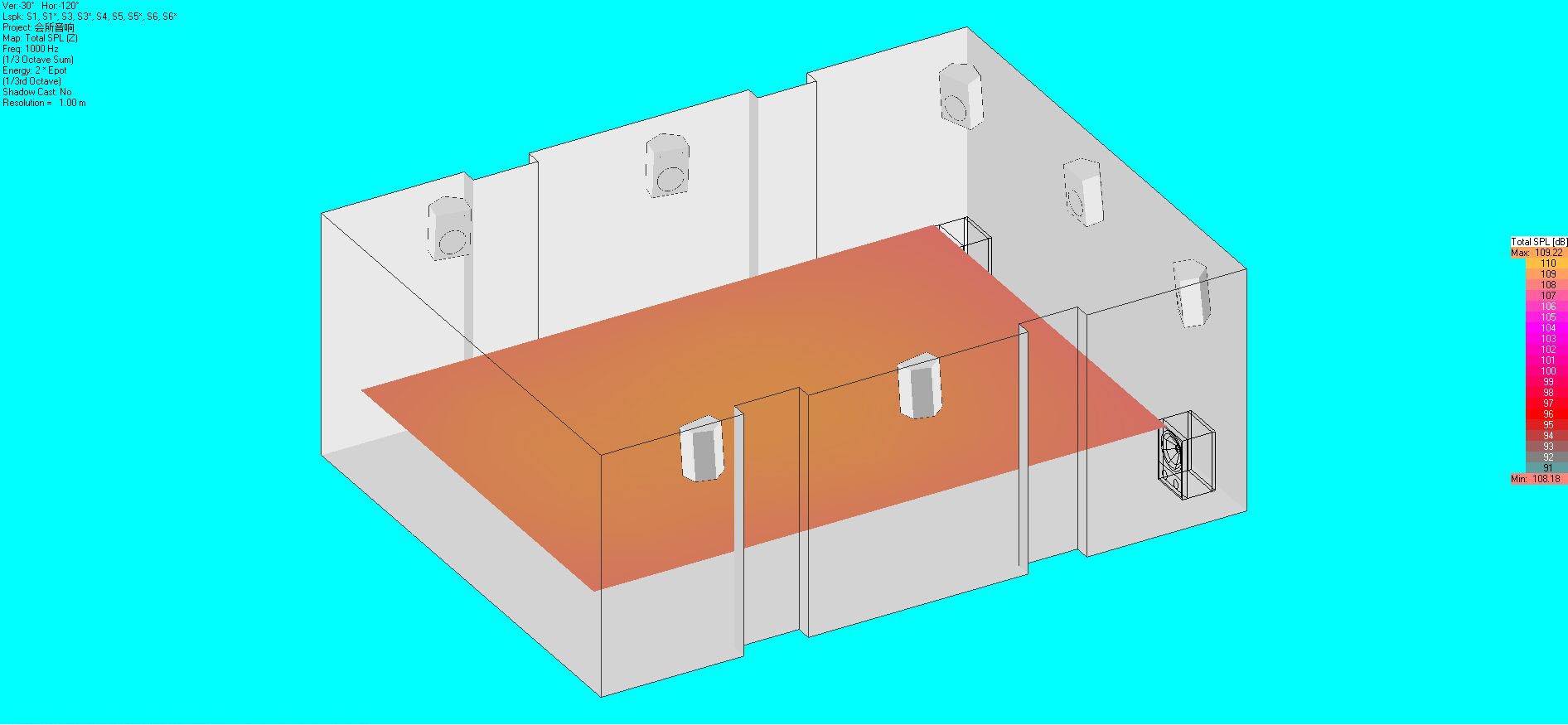 音響布局及聲場(chǎng)模擬圖16