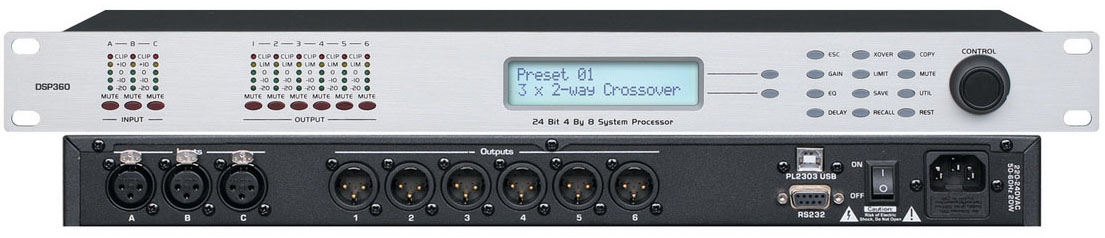 产品名称FANA DSP360 数字音频处理器 3进6出产品详情DSP360产品参数图