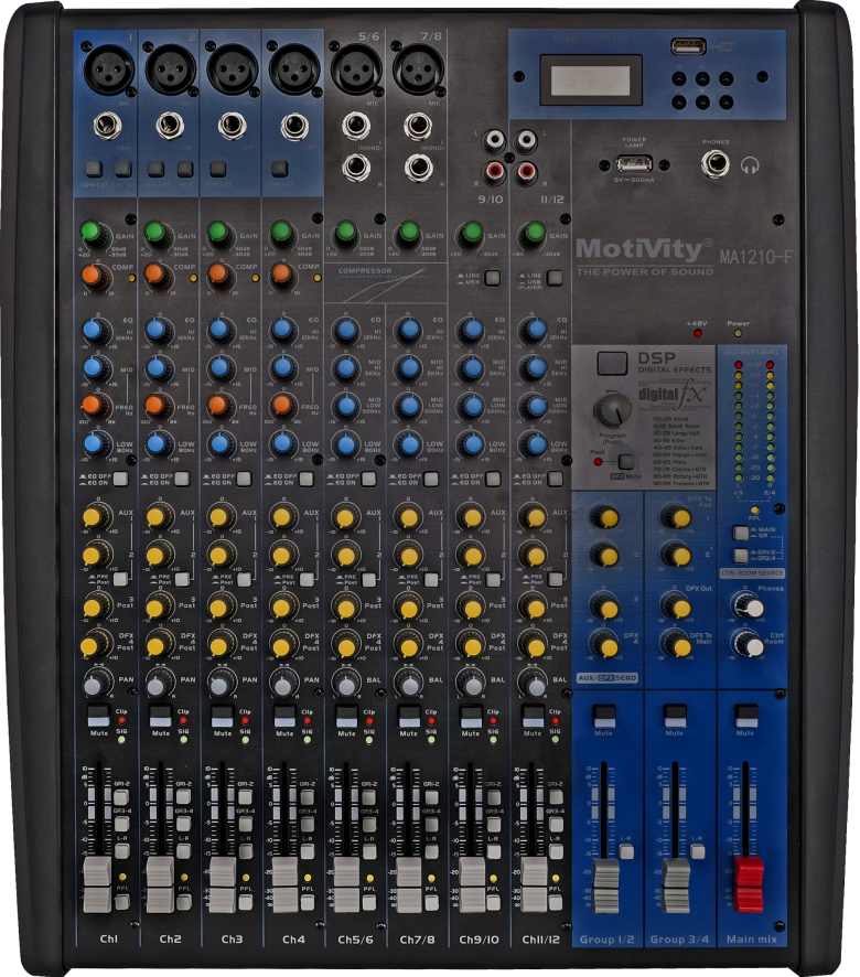 產品名稱MOTIVITY（動力）MA1210-F 專業音響 模擬調音臺產品詳情MA1210-F產品參數圖
